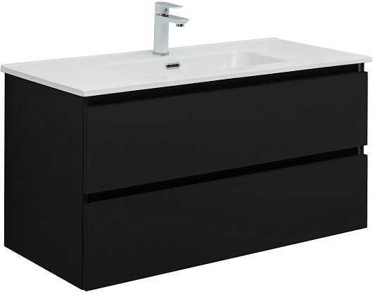 Aquanet Мебель для ванной Вега 2.0 100 Flat подвесная черная матовая – картинка-3
