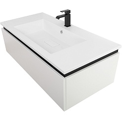 Cezares Тумба с раковиной Slider 100 с 2 ящиками белая – фотография-22