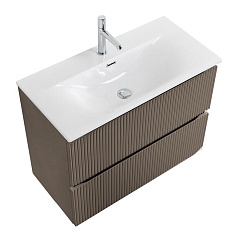 BelBagno Тумба с раковиной Uno mini 90 подвесная Бежевый матовый с раковиной BB-8099-3-90 – фотография-5