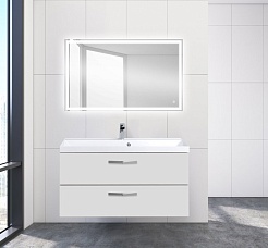 BelBagno Тумба с раковиной AURORA 1000 Bianco Opaco, ручки хром – фотография-2