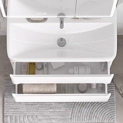 Equil Тумба с раковиной Nice 80 2 ящика напольная белая – фотография-8