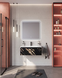 Cezares Тумба с раковиной Slider 80 подвесная чёрный фьюжн – фотография-9