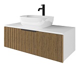 Зов Тумба с раковиной Кито 100 столешница подвесная белая/тростник