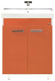 Misty Тумба с раковиной Джулия QVATRO 60 прямая оранжевая – фотография-1
