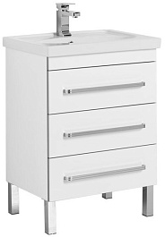 Aquanet Тумба с раковиной Сиена 60 напольная, ящики, белая – фотография-1