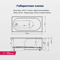Aquanet Акриловая ванна Nexus 150x75 с каркасом – фотография-23