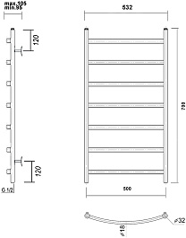 Domoterm Полотенцесушитель Калипсо П7 500x700 золото – фотография-3