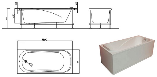 Kolpa San  Акриловая ванна String BASIS 150х70 – фотография-2