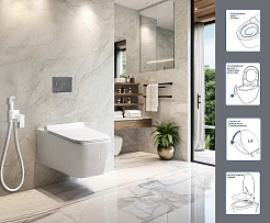 Ceruttispa Унитаз подвесной Viola Aria Tornado CT10583 белый – фотография-4