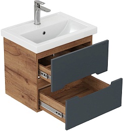 Onika Тумба под раковину Айленд 50 подвесная графит/дуб крафт – фотография-6