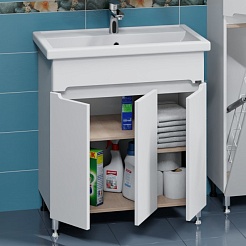 СанТа Тумба под раковину Лондон 80 3 дверцы белая – фотография-3