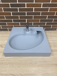 Stella Polare Раковина над стиральной машиной Шебби 60х60 серая матовая – фотография-2