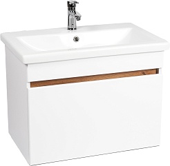 Viant Тумба под раковину Мальта 80 1 ящик подвесная белая/дуб вотан – фотография-1