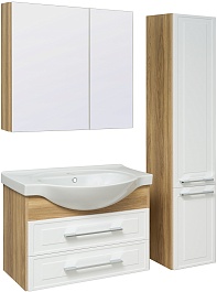 Runo Шкаф пенал Дублин 35 R подвесной дуб/белый – фотография-3