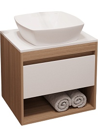 Teymi Тумба с раковиной Ritta 65 дуб эврика/белый матовый T60520 раковина T50701 – фотография-1