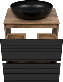 Brevita Тумба под раковину Dakota 60 дуб галифакс олово/черный кварц – фотография-3