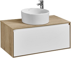 Акватон Тумба под раковину Либерти 90 белая/дуб эльвезия – фотография-3
