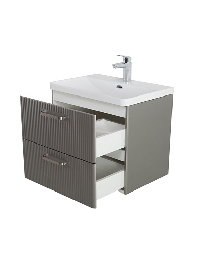 BelBagno Тумба с раковиной Due 50 подвесная Сатин ручки Матовый атласный никель – картинка-13