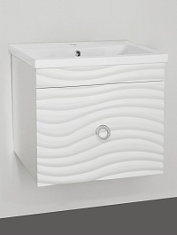 Style Line Тумба под раковину Вероника 60 Люкс (Como) подвесная белая – фотография-2