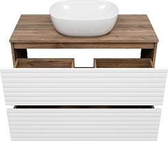 Brevita Тумба под раковину Dakota 100 дуб галифакс олово/белая – фотография-4