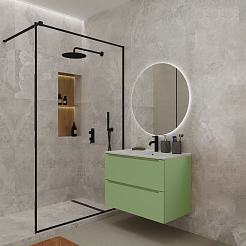 Зов Тумба с раковиной Дион 80 подвесная фисташковая – фотография-2