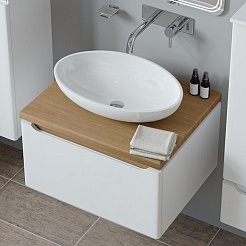 Mixline Мебель для ванной Виктория 60 L подвесная белая софт/дуб светлый – фотография-5