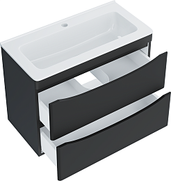 Vivon Тумба под раковину Ostin 70 подвесная черная матовая – фотография-7