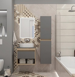 Teymi Тумба с раковиной Ritta 55 дуб эврика/графит матовый подвесная T60523 раковина T50602 – фотография-2