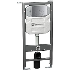 Ceramicanova Подвесной унитаз Forma Rimless с шумоизоляционной панелью CN1000 с системой инсталляции Envision кнопка Round хром матовый – фотография-3