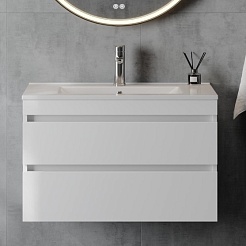 Teymi Тумба под раковину Laina 80 подвесная белая матовая – фотография-6