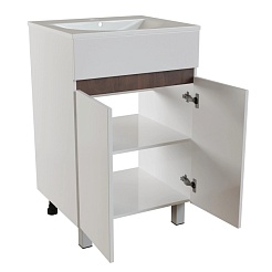 Mixline Тумба с раковиной Брикс 50 2 створки белый/дуб вотан – фотография-2