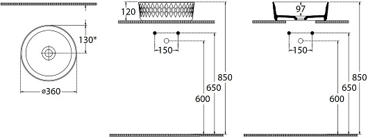 Allen Brau Мебельная накладная раковина Fantasy Romb 36 4.11033.PT петроль – картинка-3