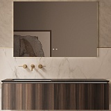 Vincea Мебель для ванной с черной столешницей и раковиной Luxe 140 L подвесная натуральный орех