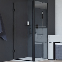 RGW Душевой уголок Hotel HO-045B (HO-011B + Z-050-2B + O-204B) 60x110 профиль черный стекло прозрачное – фотография-1