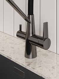 Teymi Смеситель для кухни Solli T10271 оружейная сталь/черный – фотография-8