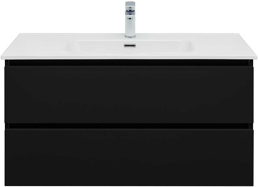 Aquanet Тумба под раковину Вега 2.0 100 подвесная черная матовая – картинка-7