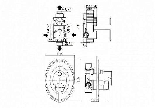 Paffoni Смеситель для душа Berry BR015CR (с внутренней частью) – фотография-2