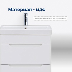 Aquanet Тумба под раковину София 60 2 ящика подвесная белая – фотография-3
