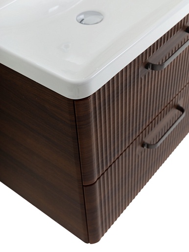 BelBagno Тумба с раковиной Due 60 подвесная Noce ручки Матовый тёмный никель – фотография-4