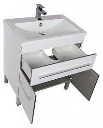 Aquanet Тумба с раковиной Верона 75 напольная, дверцы, белая – фотография-6