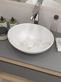 Teymi Раковина накладная в ванную Lori 40 мрамор белый матовый T50482 – фотография-3