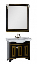 Aquanet Мебель для ванной Валенса 100 черный краколет/золото (180454) – фотография-1