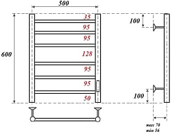 Point Полотенцесушитель электрический Аврора П6 500x600 PN10856B черный – фотография-3