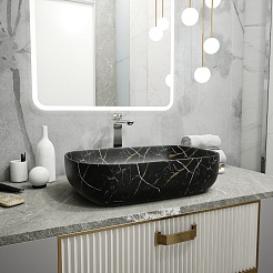 Teymi Раковина накладная Solli 60 Artceramic T50399 черный мрамор – фотография-8