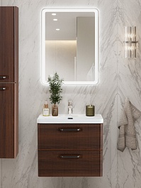 BelBagno Тумба с раковиной Due 60 подвесная Noce ручки Матовый тёмный никель – фотография-12