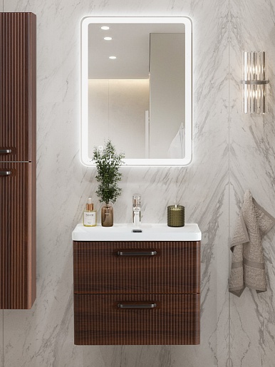 BelBagno Тумба с раковиной Due 60 подвесная Noce ручки Матовый тёмный никель – фотография-12