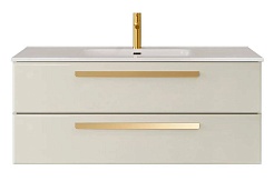 Cezares Тумба с раковиной Eco Cer-N 120 брашированная альпака CZR-8095-120 ручки сатиновое золото – фотография-1