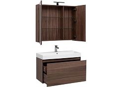 Aquanet Тумба с раковиной Нью-Йорк 100 орех – фотография-3