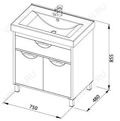 Aquanet Тумба с раковиной "Гретта 75" белая – фотография-3