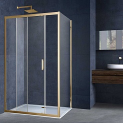 Vincea Душевой уголок Alpha 130x90 VSR-3AL9013CLG профиль брашированное золото стекло прозрачное – фотография-2